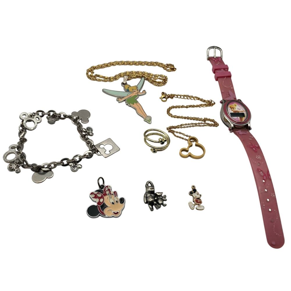 Disney Girls Teen Jewelry Lot (8) - Ring - Watch - Bracelet - Charms - Necklace